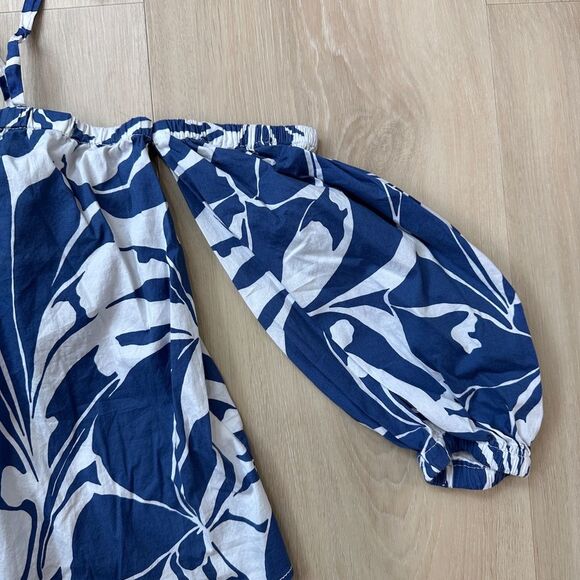 Milly Minis Off Shoulder Blouse Top Size 12 Blue - Picture 2 of 4